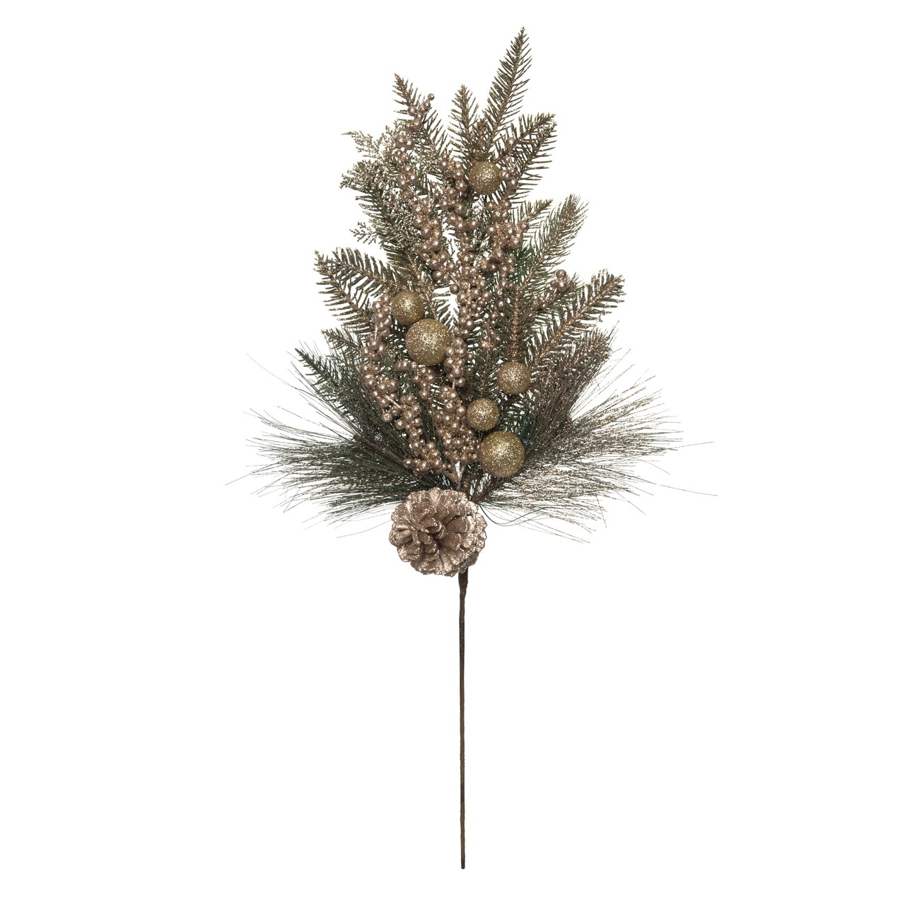 Multicolor Christmas Pine Spray with Golden Accents for Decor
